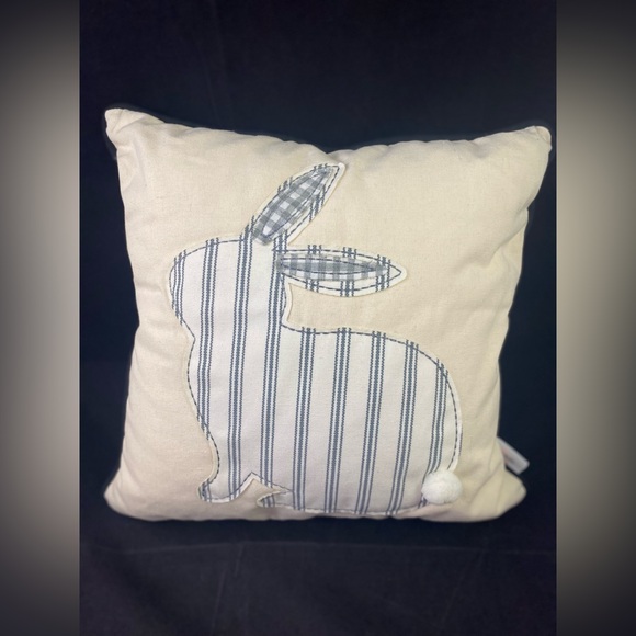 Tabitha Webb Bunny Rabbit Square Throw Pillow Spring Decor Gingham Check A1 - Picture 1 of 7